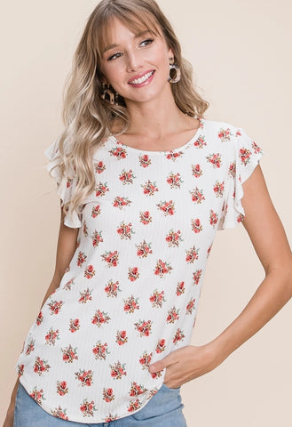 Floral Top in Ivory