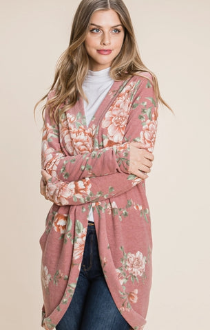 Mauve Floral Cardigan