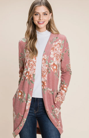 Mauve Floral Cardigan