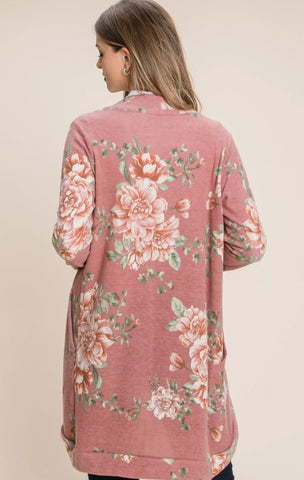 Mauve Floral Cardigan