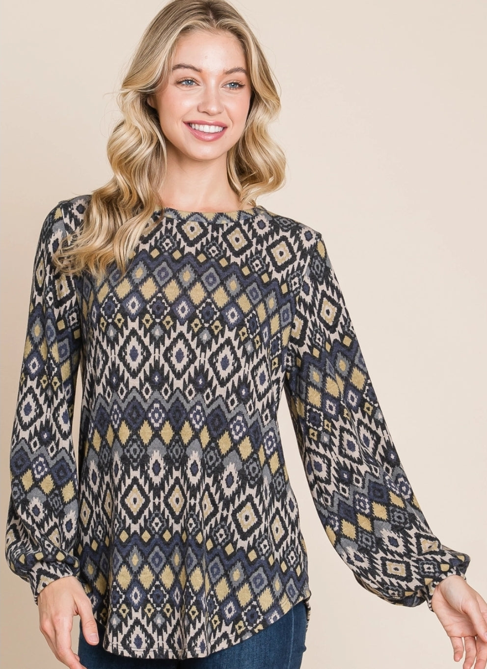 Aztec Print Long Sleeved Top