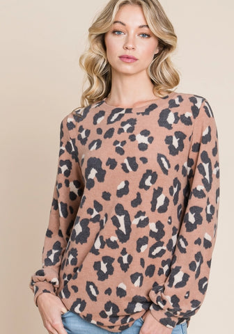 Leopard Print Long Sleeved Top