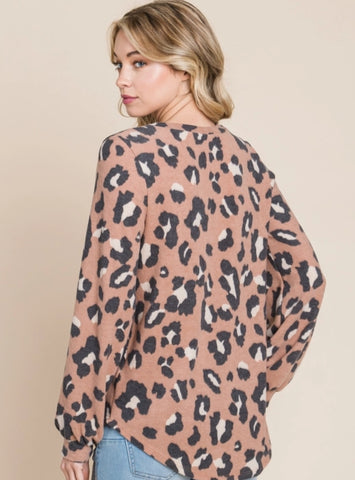 Leopard Print Long Sleeved Top