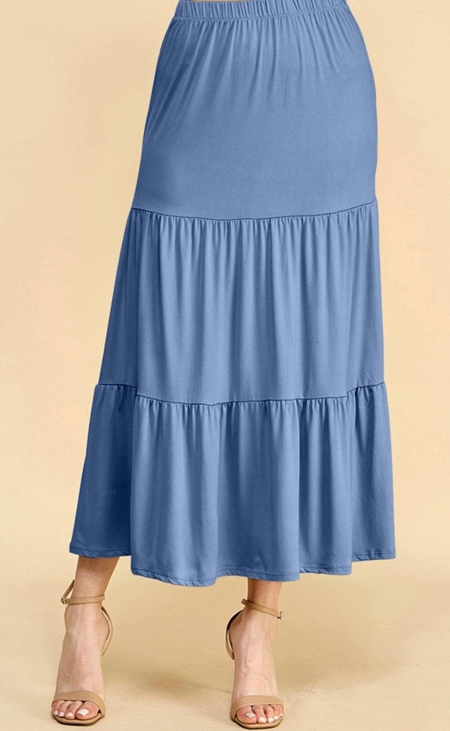 Blue Tiered Maxi Skirt