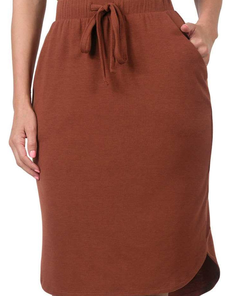 Dark Rust Weekender Drawstring Skirt