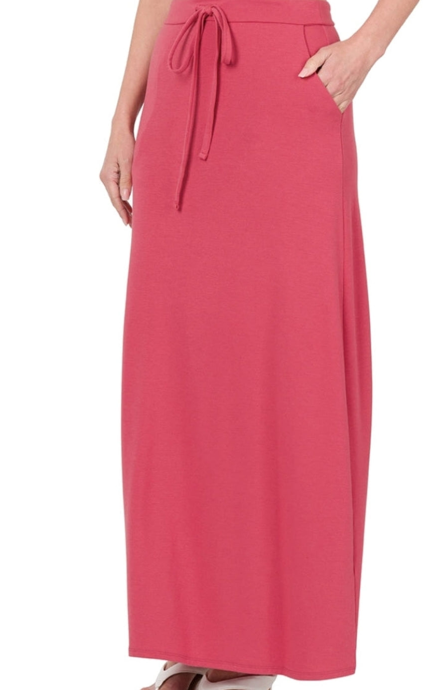 Rose Drawstring Maxi Skirts