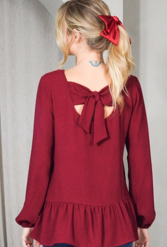 Red Bow Back Blouse