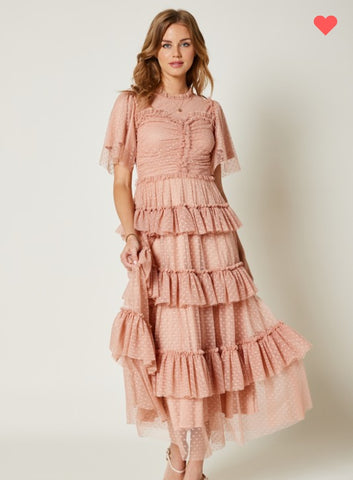 Blush Tulle Ruffled Dress