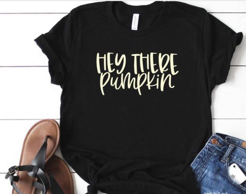 Hey There Pumpkin Fall Inspired Tee in Black