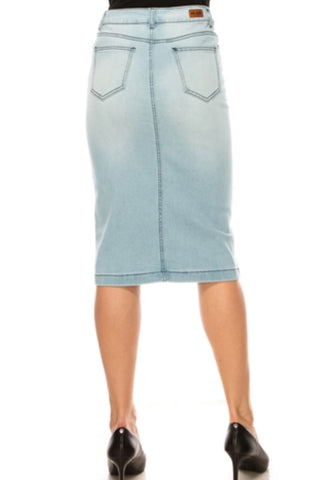 Light Wash Stretch Denim Skirt #77239