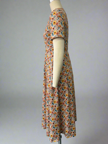 Cotton Sunflower  Floral Nursing Friendly Twirl Dress