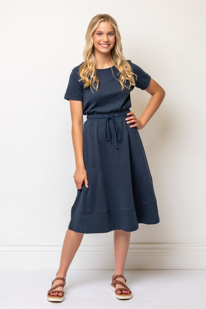 100% Cotton Everyday Dress in Navy