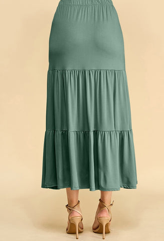 Sage Tiered Maxi Skirt