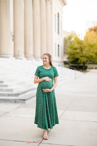 Emerald Blooms Nursing Friendly Twirl Dress