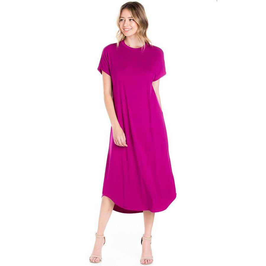 Midi Comfy Dress in Magenta