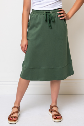 100% Cotton Everyday Skirt in Olive Green