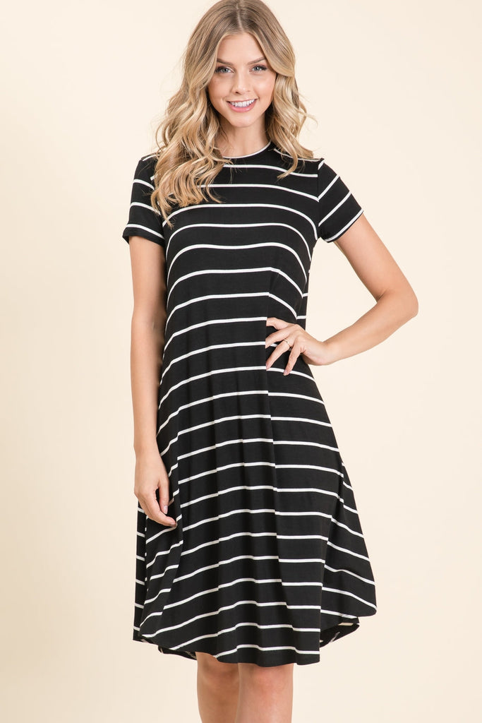 Striped Comfy Dress in Black