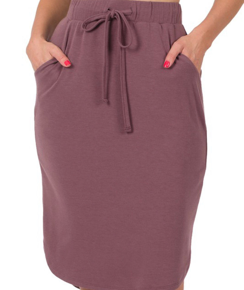 Eggplant Weekender Drawstring Skirt