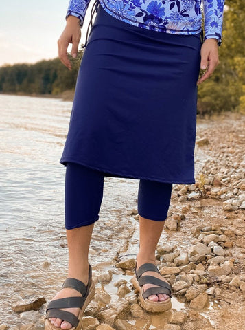 Navy A-Line Style Athletic Skirt with Hidden Leggings