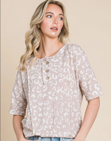 Beige Leopard Comfy Top