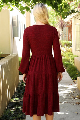 Burgundy Tiered Sweater Dress
