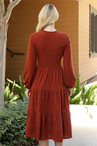 Rust Tiered Sweater Dress