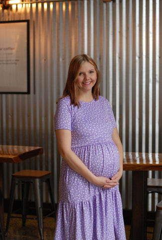 Lavender Blossoms Tiered Nursing & Maternity Friendly Dress