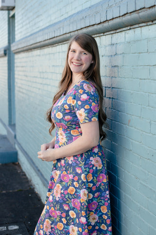 Pre-Order Jeweled Blooms Cotton V-Neck Twirl Dress