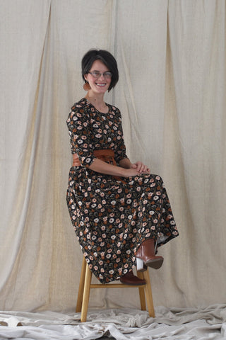 Autumn Blooms Cotton Homestead Midi Dress