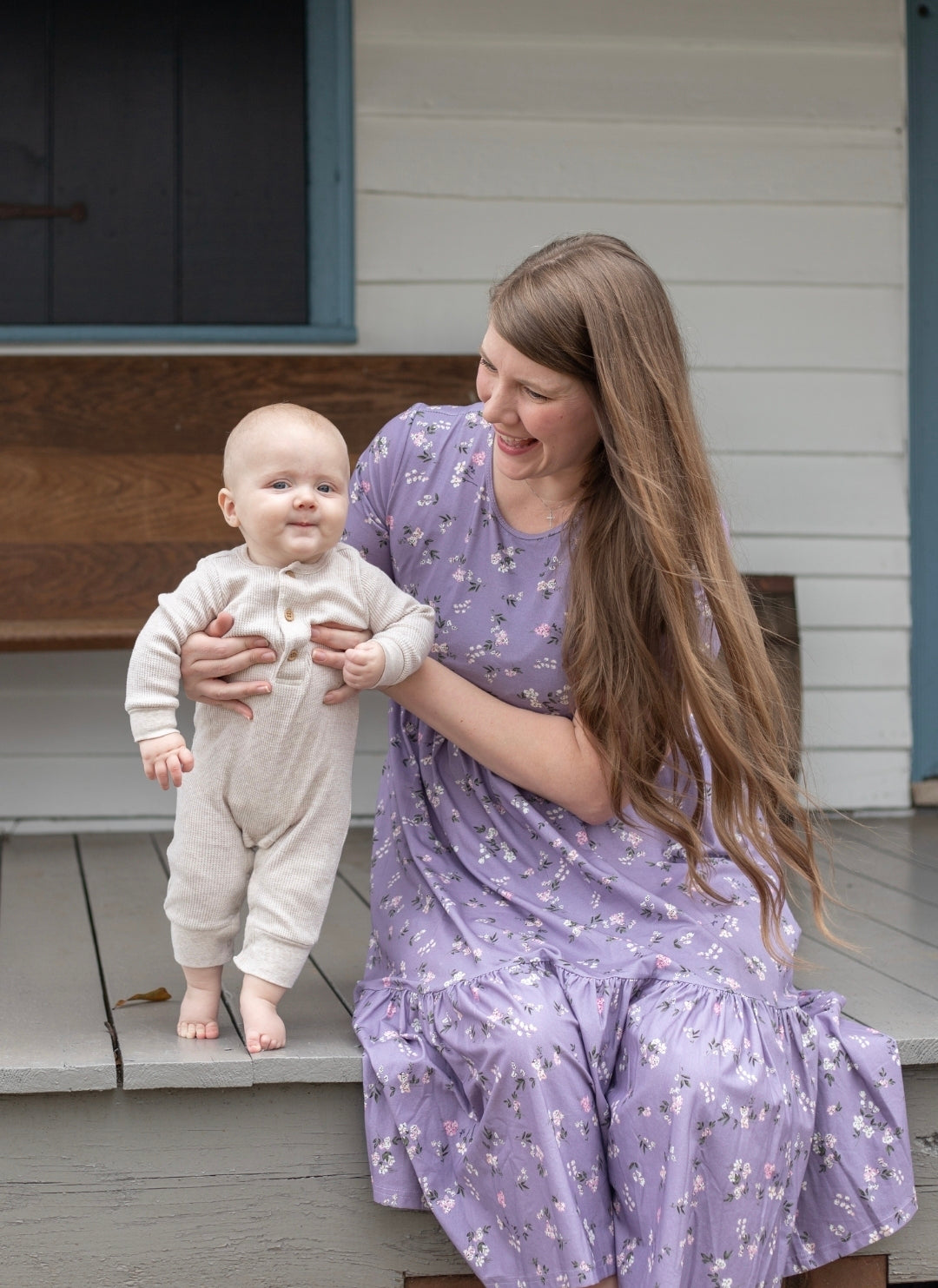 Lavender Blooms Homestead Tiered Cotton Dress