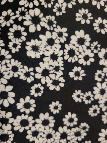 Black & White Floral Swim Skirt with Side Pockets