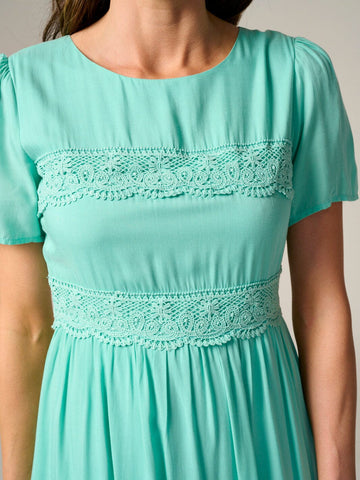 Mint Lace Accent Midi Dress
