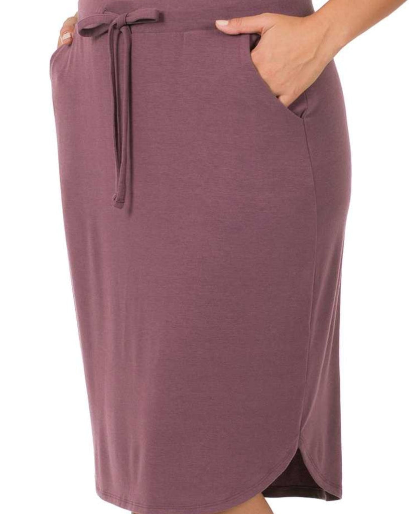 Plus Size Eggplant Drawstring Skirt