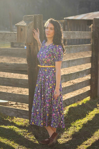 Violet Blooms Cotton Dress