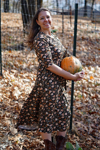 Autumn Blooms Cotton Homestead Midi Dress