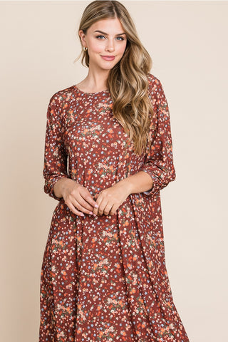 Burgundy Floral Dress