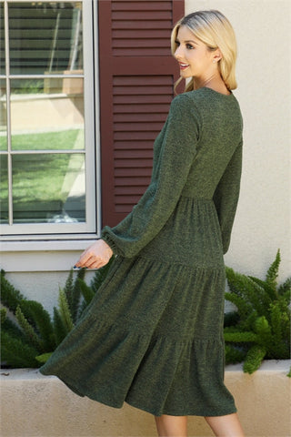 Green Tiered Sweater Dress