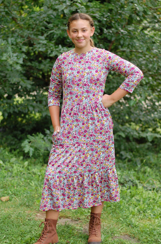 Ladies Wildflower Dreams Floral Tiered Comfy Dress