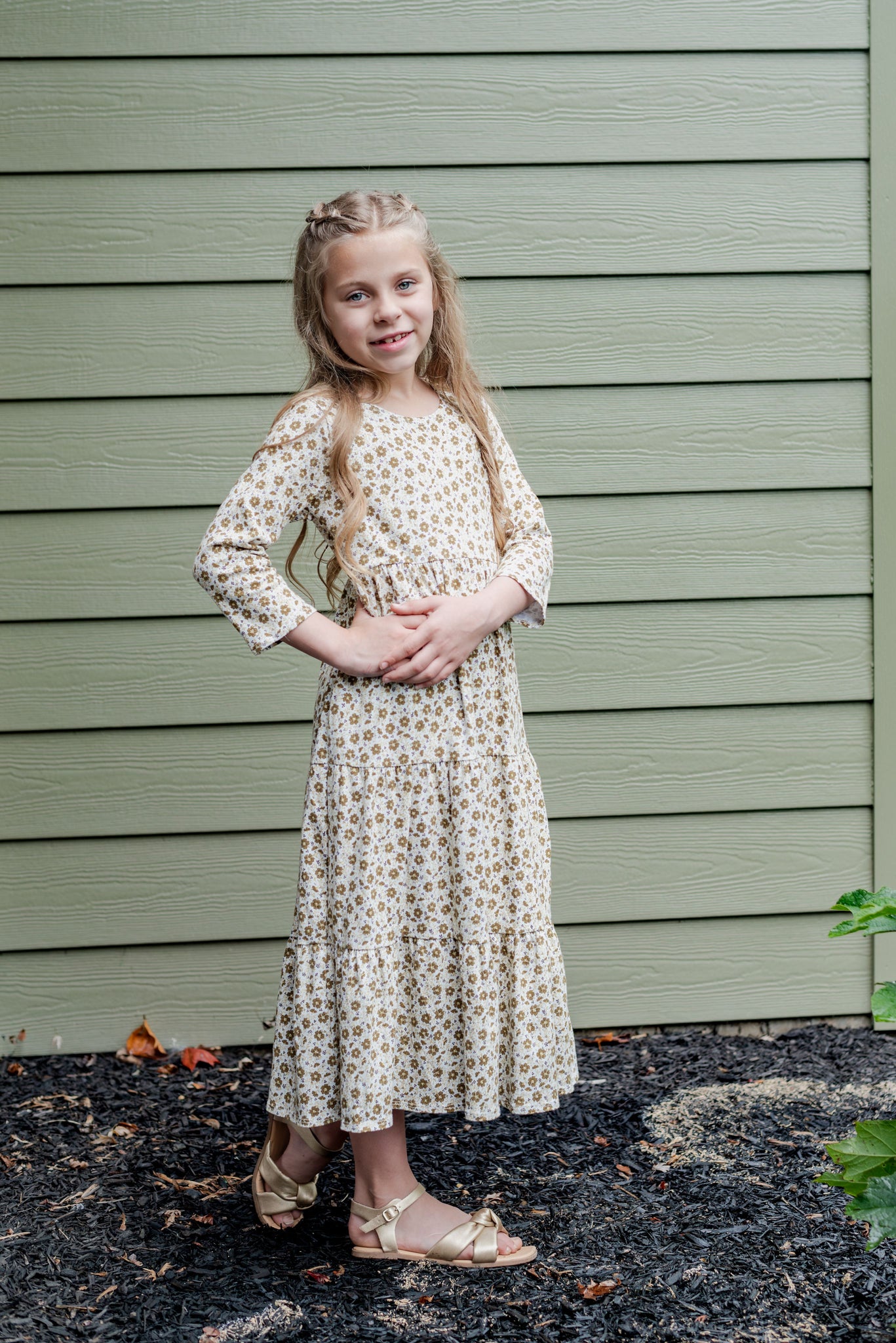 Girls Vintage Blooms Cotton Tiered Comfy Dress