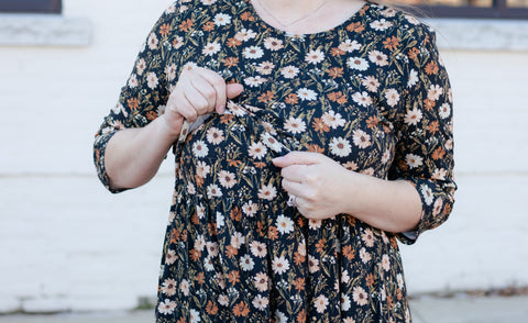 Autumn Blooms Cotton Homestead Midi Dress