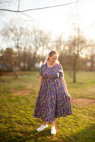Violet Blooms Cotton Dress