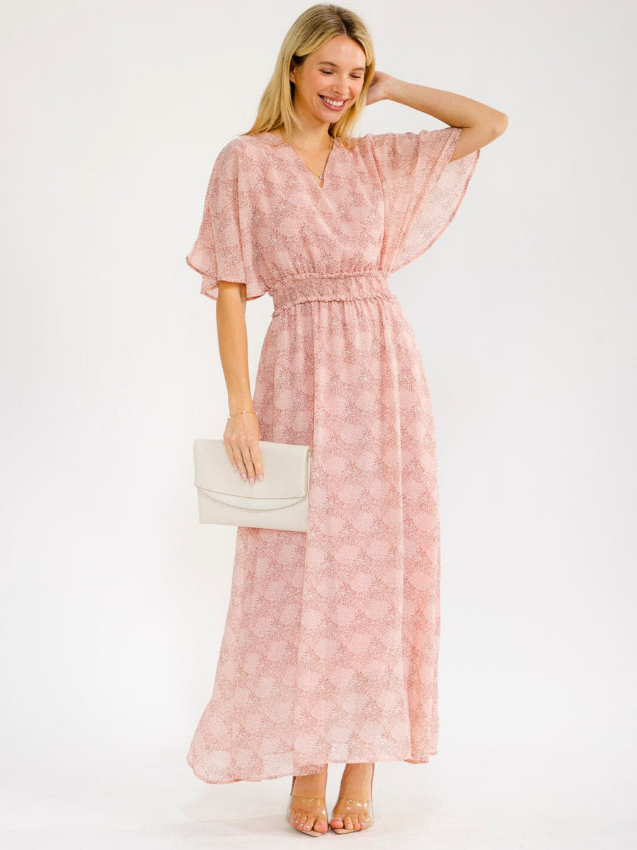 Smocked Waist Maxi Dress in Mauve