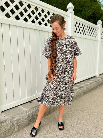 Leopard Print Kimono Style Swim Dress