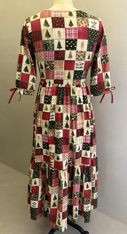 Pre-Order Holiday Patchwork Cotton Tiered Midi Dress