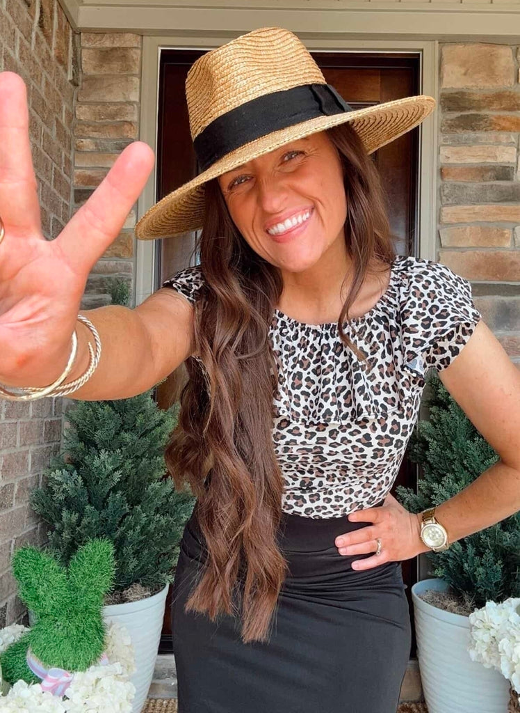 Leopard Ruffle Neck Swim Top (Top only No Built in Bra)