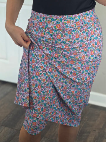 Boho Floral Swim Skirt with Pockets & Built in Shorts