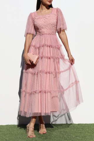 Blush Pink Lined Tulle Dress