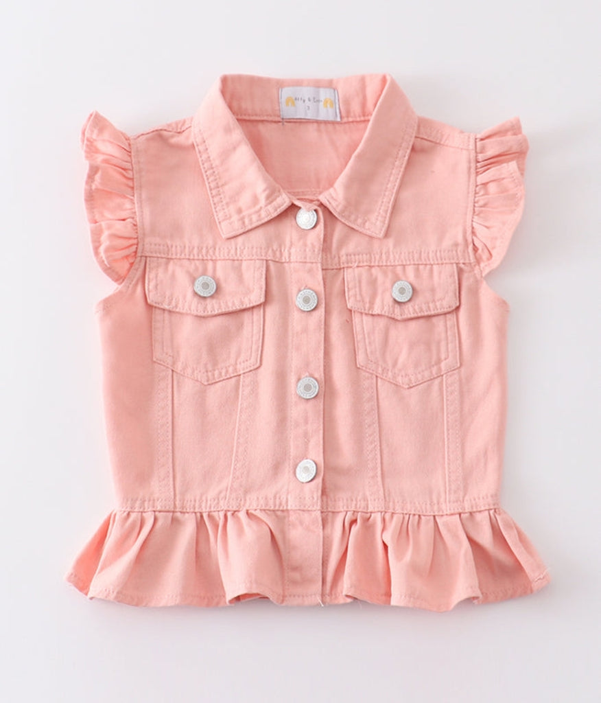 Pre-Order Girls Pink Denim Vest