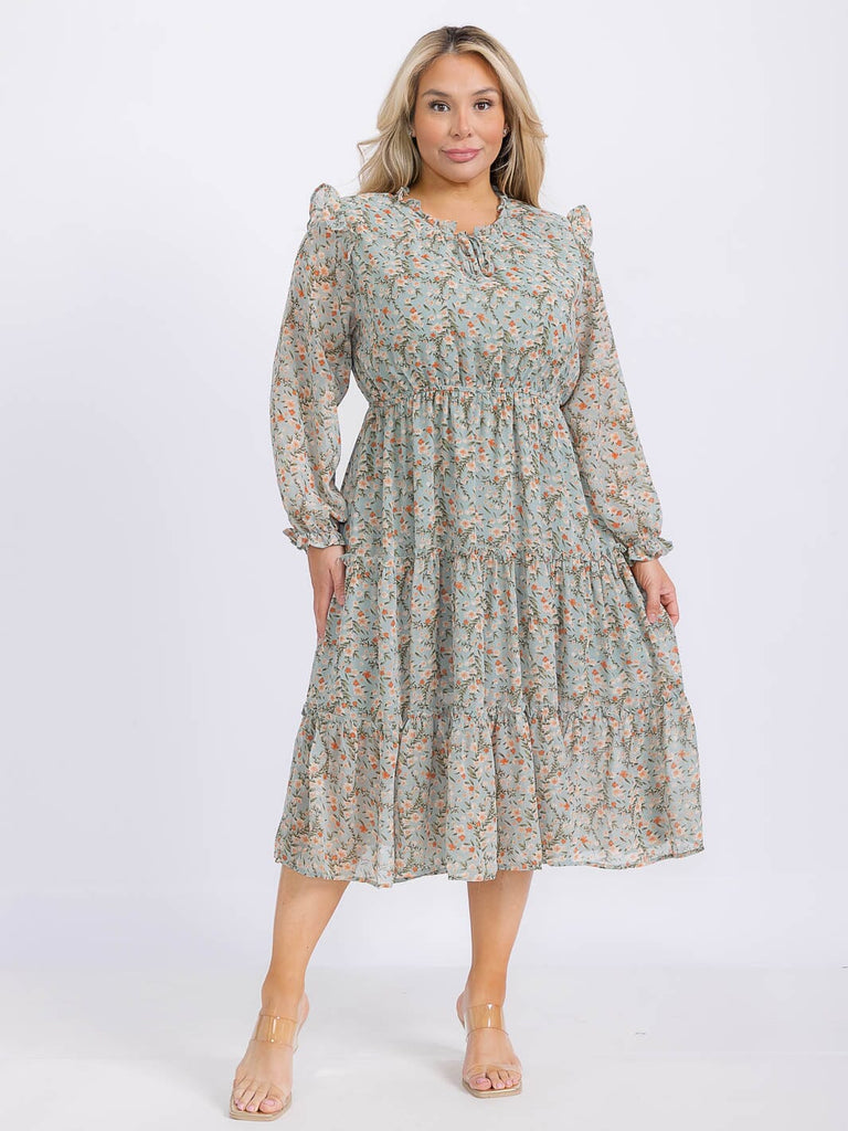 Plus Size Floral Tiered Dress