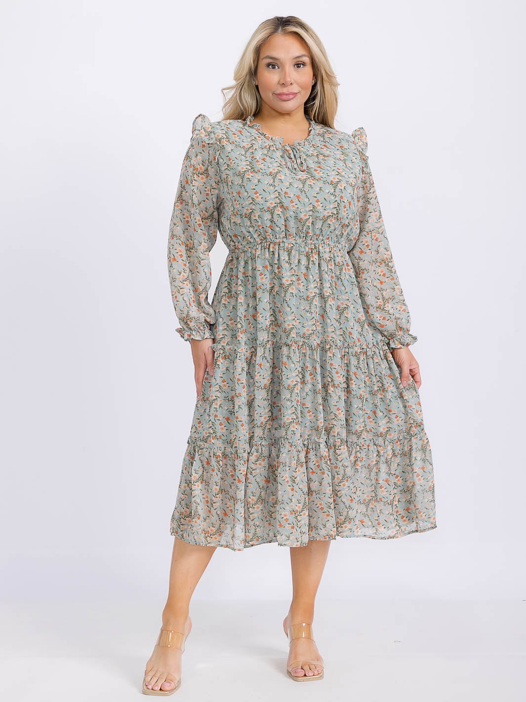 Plus Size Floral Tiered Dress